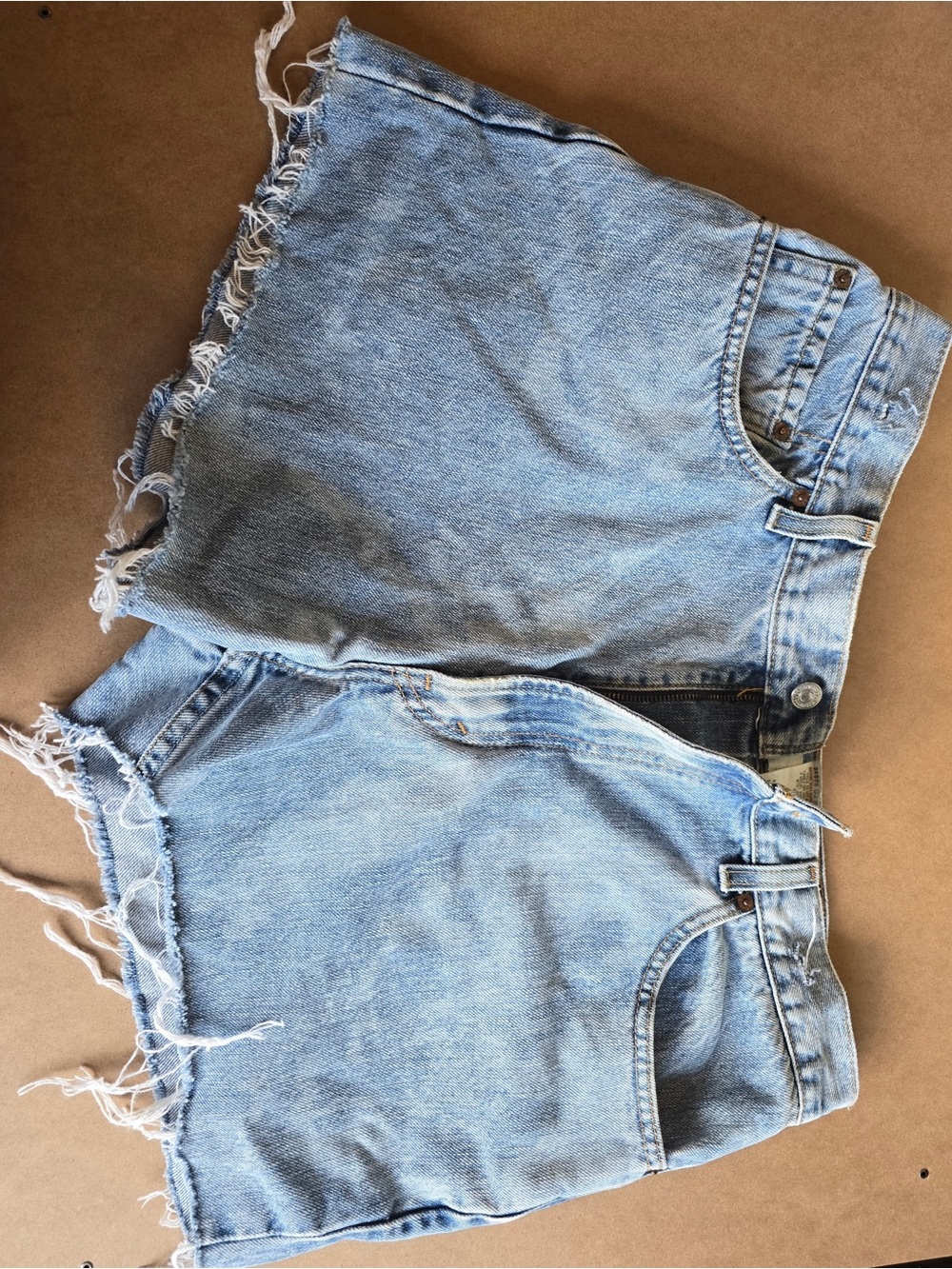 Levi's Light Blue Denim Frayed Hem Cutoff Shorts